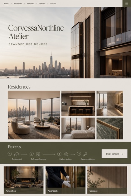 Property website design for United States, showing a clear opening, service information, supporting content, and a focused inquiry action.