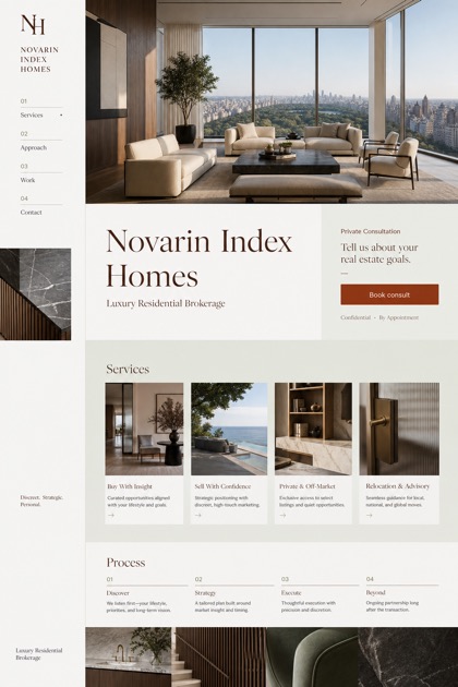Property website design for United States, showing a clear opening, service information, supporting content, and a focused inquiry action.