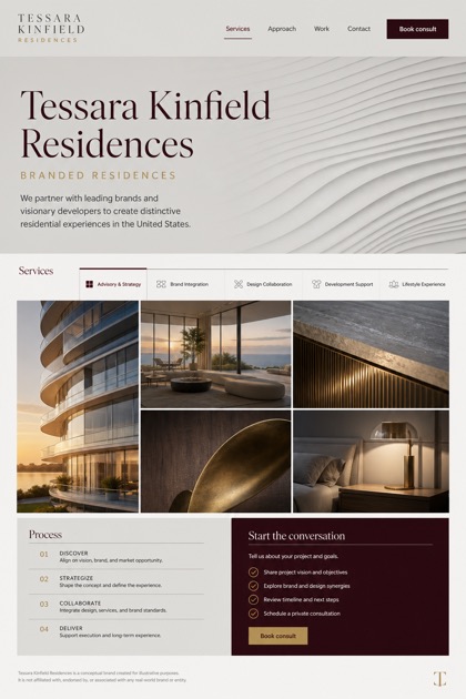 Property website design for United States, showing a clear opening, service information, supporting content, and a focused inquiry action.
