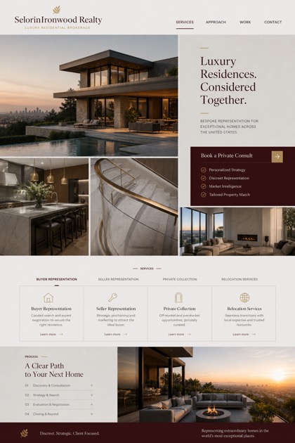 Property website design for United States, showing a clear opening, service information, supporting content, and a focused inquiry action.