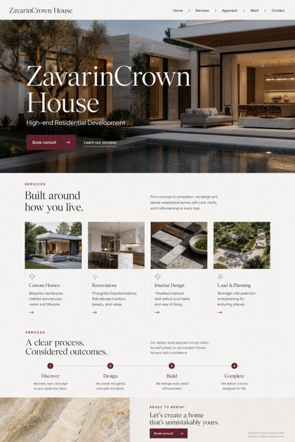 Property website design for United States, showing a clear opening, service information, supporting content, and a focused inquiry action.