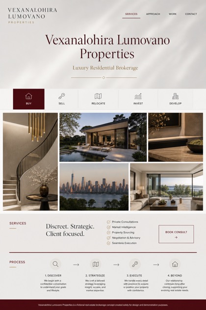 Property website design for United States, showing a clear opening, service information, supporting content, and a focused inquiry action.