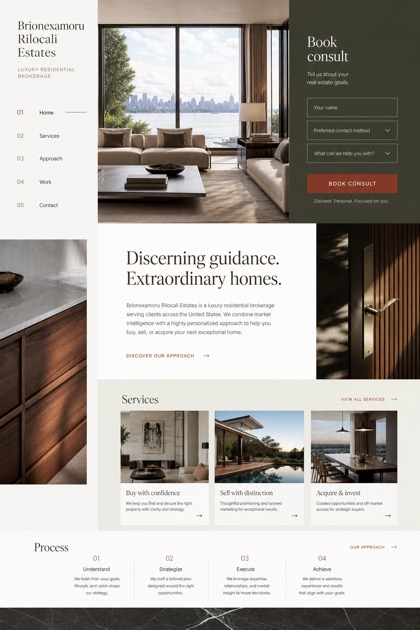 Property website design for United States, showing a clear opening, service information, supporting content, and a focused inquiry action.