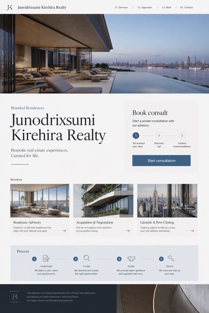 Property website design for United States, showing a clear opening, service information, supporting content, and a focused inquiry action.