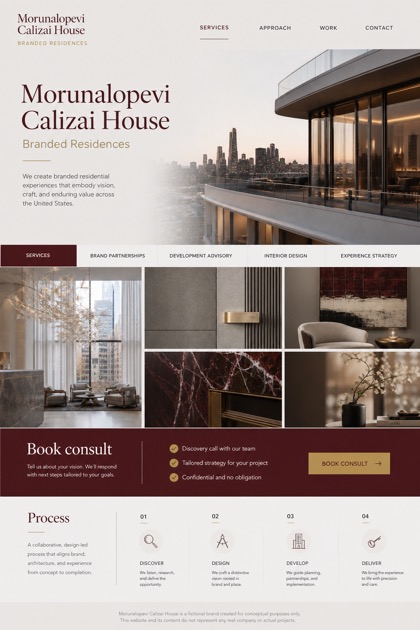Property website design for United States, showing a clear opening, service information, supporting content, and a focused inquiry action.
