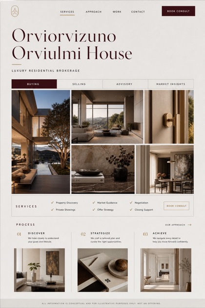 Property website design for United States, showing a clear opening, service information, supporting content, and a focused inquiry action.