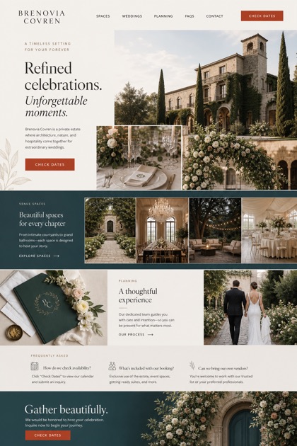 Weddings & Events website design for United States, showing a clear opening, service information, supporting content, and a focused inquiry action.