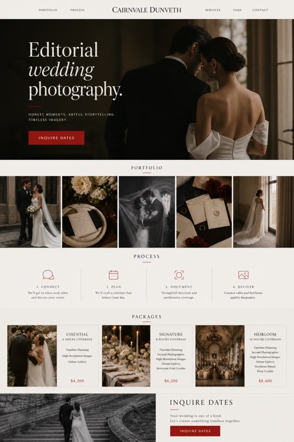 Weddings & Events website design for United States, showing a clear opening, service information, supporting content, and a focused inquiry action.