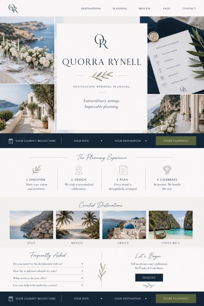Weddings & Events website design for United States, showing a clear opening, service information, supporting content, and a focused inquiry action.
