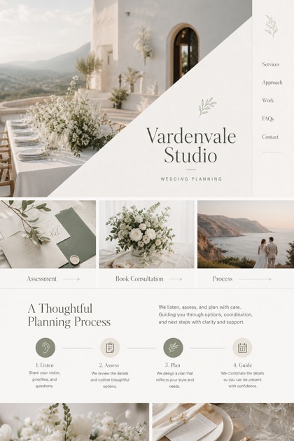 Weddings & Events website design for United States, showing a clear opening, service information, supporting content, and a focused inquiry action.