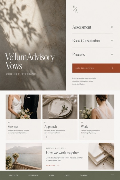 Weddings & Events website design for United States, showing a clear opening, service information, supporting content, and a focused inquiry action.