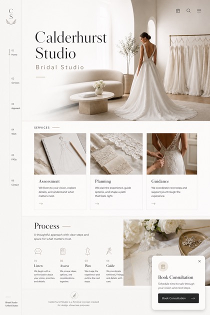 Weddings & Events website design for United States, showing a clear opening, service information, supporting content, and a focused inquiry action.