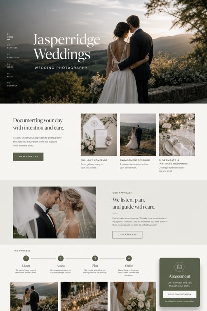 Weddings & Events website design for United States, showing a clear opening, service information, supporting content, and a focused inquiry action.