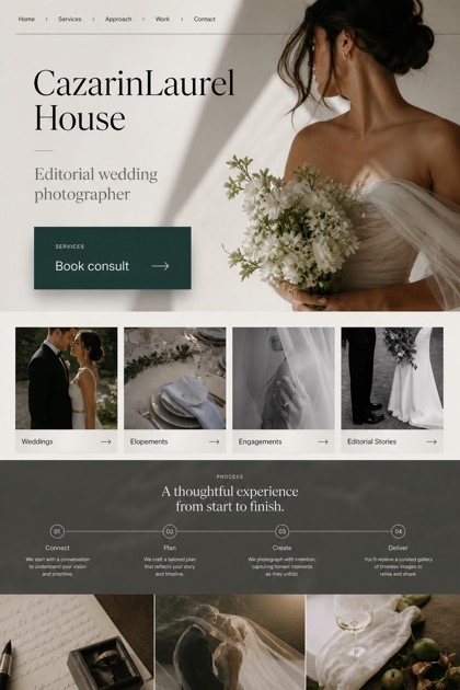 Weddings & Events website design for United States, showing a clear opening, service information, supporting content, and a focused inquiry action.