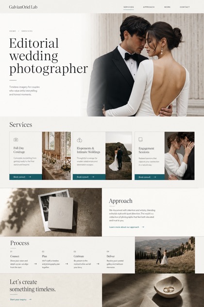 Weddings & Events website design for United States, showing a clear opening, service information, supporting content, and a focused inquiry action.
