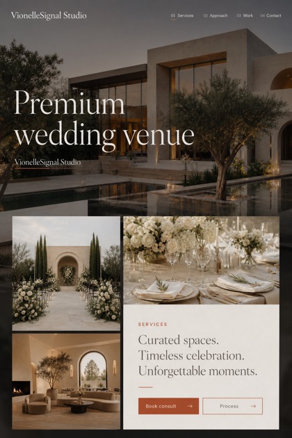 Weddings & Events website design for United States, showing a clear opening, service information, supporting content, and a focused inquiry action.