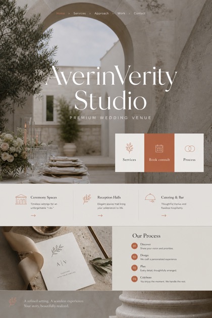 Weddings & Events website design for United States, showing a clear opening, service information, supporting content, and a focused inquiry action.