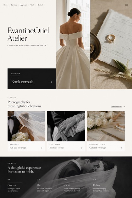 Weddings & Events website design for United States, showing a clear opening, service information, supporting content, and a focused inquiry action.