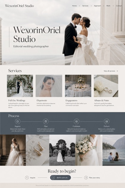 Weddings & Events website design for United States, showing a clear opening, service information, supporting content, and a focused inquiry action.