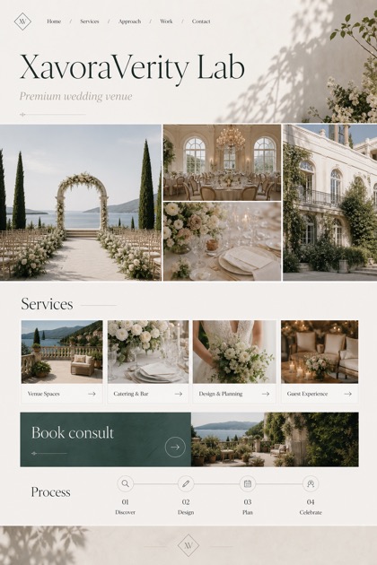 Weddings & Events website design for United States, showing a clear opening, service information, supporting content, and a focused inquiry action.
