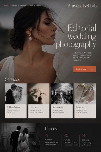 Weddings & Events website design for United States, showing a clear opening, service information, supporting content, and a focused inquiry action.