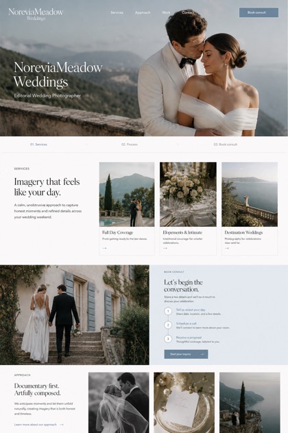 Weddings & Events website design for United States, showing a clear opening, service information, supporting content, and a focused inquiry action.