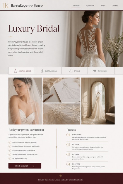 Weddings & Events website design for United States, showing a clear opening, service information, supporting content, and a focused inquiry action.