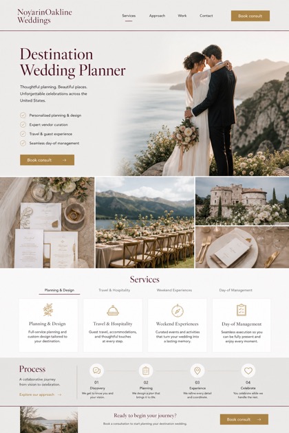 Weddings & Events website design for United States, showing a clear opening, service information, supporting content, and a focused inquiry action.