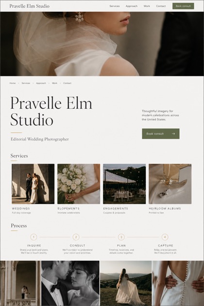 Weddings & Events website design for United States, showing a clear opening, service information, supporting content, and a focused inquiry action.