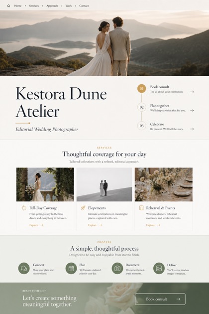 Weddings & Events website design for United States, showing a clear opening, service information, supporting content, and a focused inquiry action.