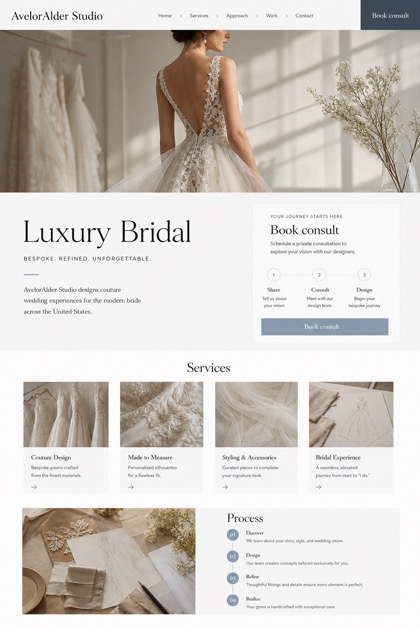 Weddings & Events website design for United States, showing a clear opening, service information, supporting content, and a focused inquiry action.