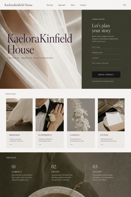 Weddings & Events website design for United States, showing a clear opening, service information, supporting content, and a focused inquiry action.