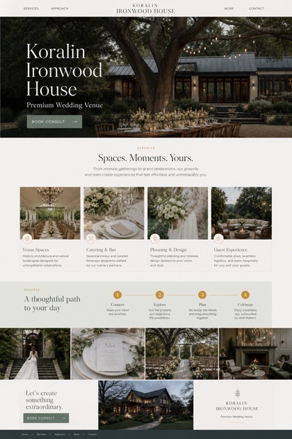 Weddings & Events website design for United States, showing a clear opening, service information, supporting content, and a focused inquiry action.
