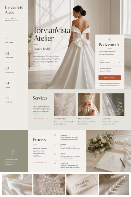 Weddings & Events website design for United States, showing a clear opening, service information, supporting content, and a focused inquiry action.
