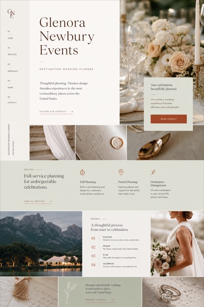 Weddings & Events website design for United States, showing a clear opening, service information, supporting content, and a focused inquiry action.