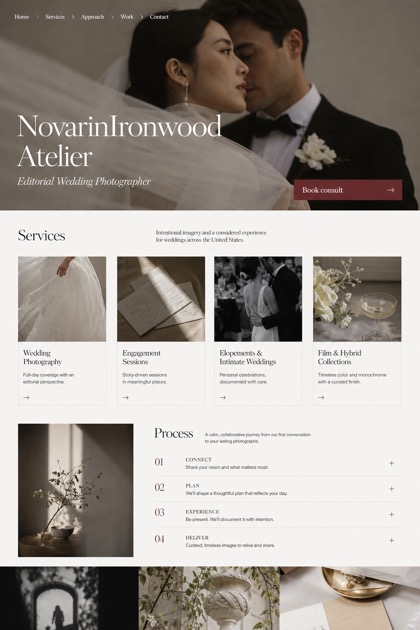 Weddings & Events website design for United States, showing a clear opening, service information, supporting content, and a focused inquiry action.
