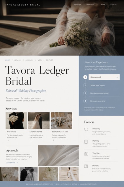 Weddings & Events website design for United States, showing a clear opening, service information, supporting content, and a focused inquiry action.