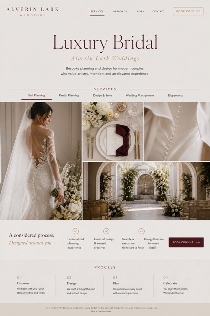 Weddings & Events website design for United States, showing a clear opening, service information, supporting content, and a focused inquiry action.