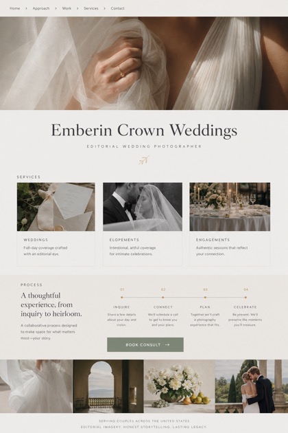 Weddings & Events website design for United States, showing a clear opening, service information, supporting content, and a focused inquiry action.