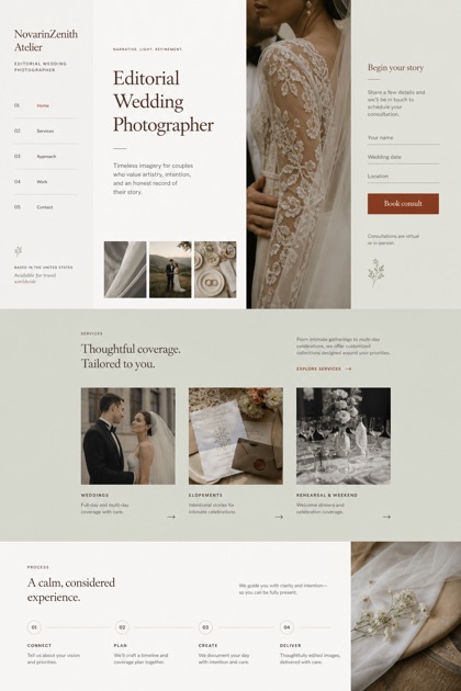 Weddings & Events website design for United States, showing a clear opening, service information, supporting content, and a focused inquiry action.