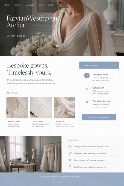 Weddings & Events website design for United States, showing a clear opening, service information, supporting content, and a focused inquiry action.