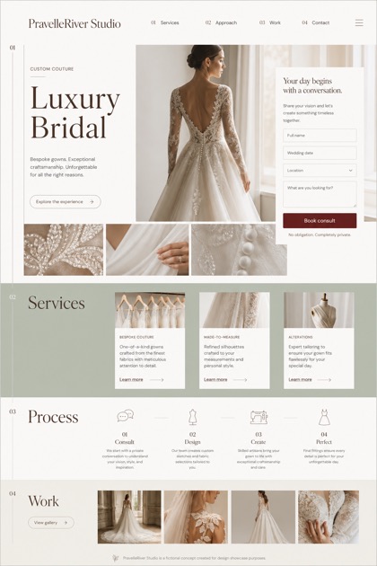 Weddings & Events website design for United States, showing a clear opening, service information, supporting content, and a focused inquiry action.
