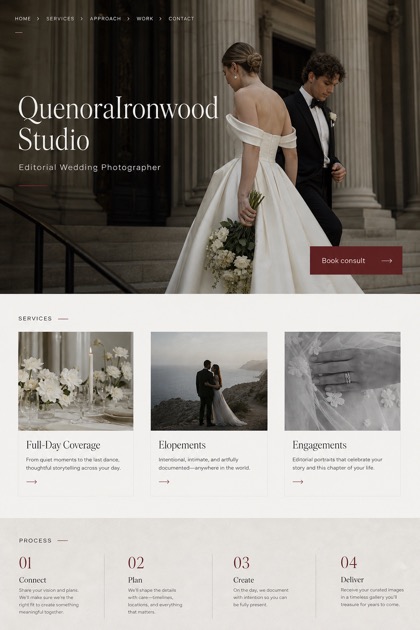 Weddings & Events website design for United States, showing a clear opening, service information, supporting content, and a focused inquiry action.