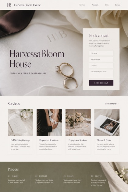 Weddings & Events website design for United States, showing a clear opening, service information, supporting content, and a focused inquiry action.