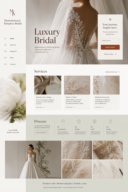 Weddings & Events website design for United States, showing a clear opening, service information, supporting content, and a focused inquiry action.
