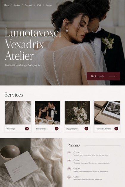 Weddings & Events website design for United States, showing a clear opening, service information, supporting content, and a focused inquiry action.