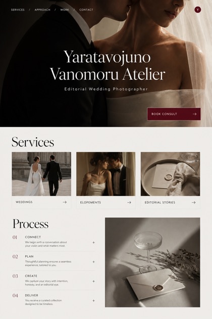 Weddings & Events website design for United States, showing a clear opening, service information, supporting content, and a focused inquiry action.