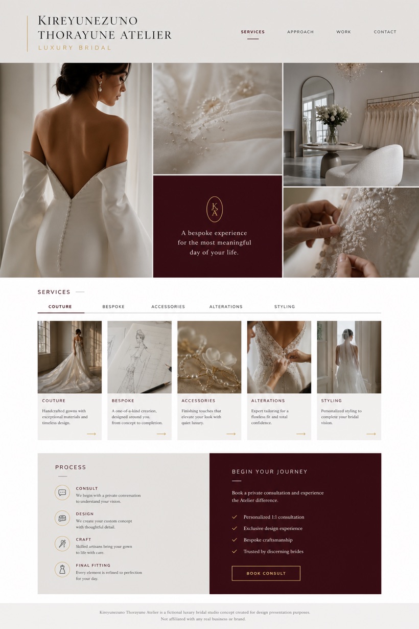 Weddings & Events website design for United States, showing a clear opening, service information, supporting content, and a focused inquiry action.