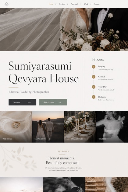 Weddings & Events website design for United States, showing a clear opening, service information, supporting content, and a focused inquiry action.