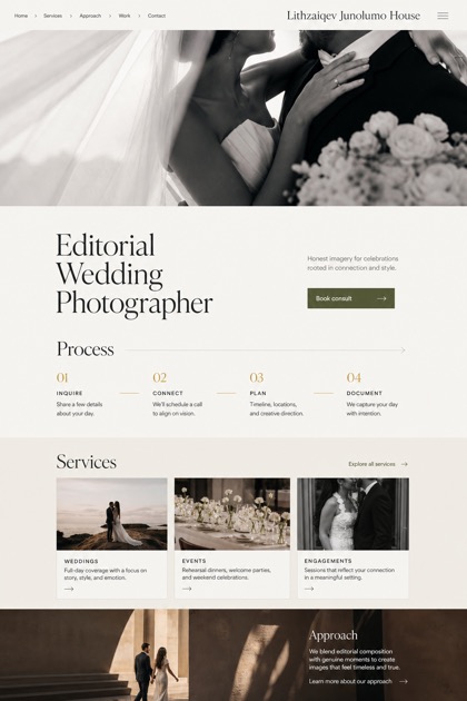 Weddings & Events website design for United States, showing a clear opening, service information, supporting content, and a focused inquiry action.